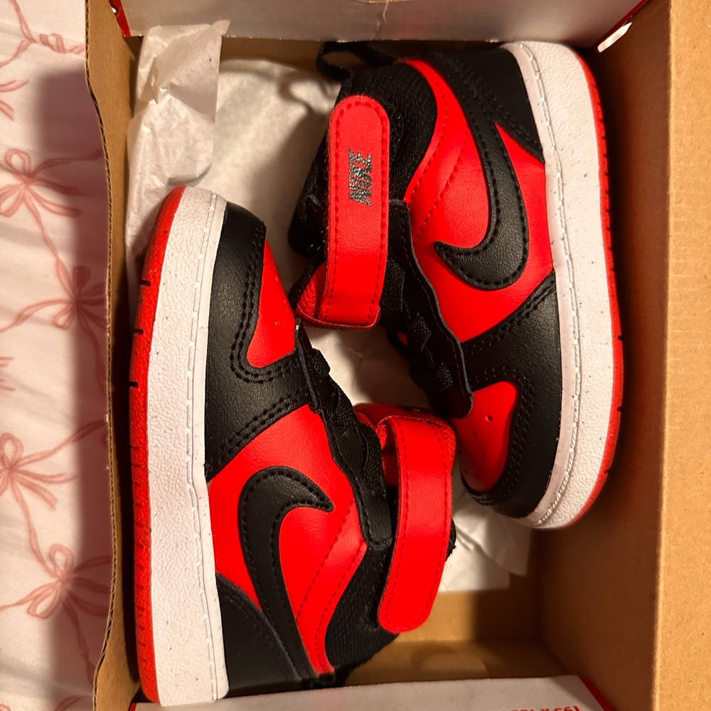 Nike Kids Black and Red High-Top Sneakers